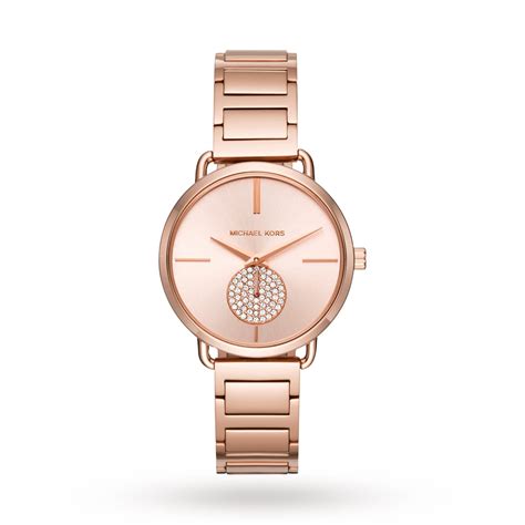 michael kors petite portia rose gold-tone and leather watch|Michael Kors Petite Portia 28 mm Stainless Steel Case Women's .